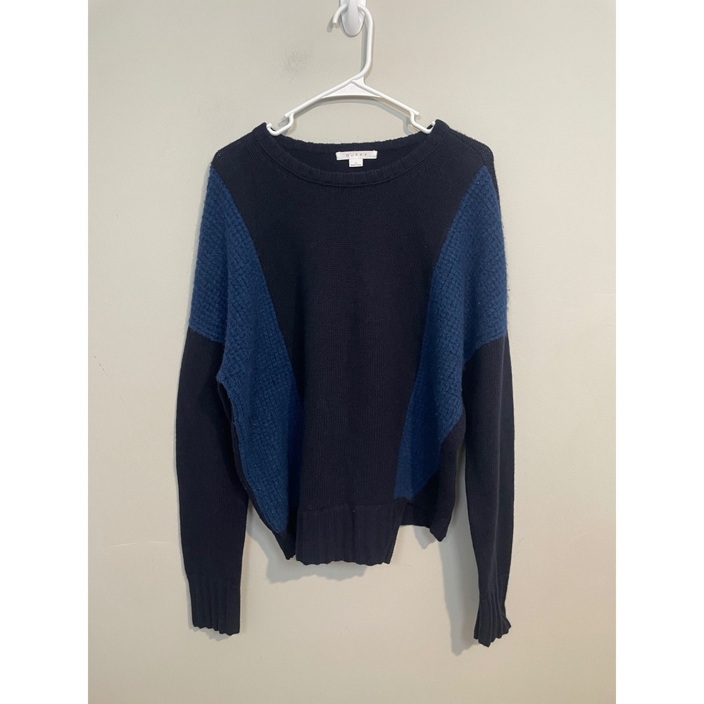 Duffy Blue Mixed‎ Knit Wool Yak Cashmere Blend Sweater Size Large Quiet Luxury